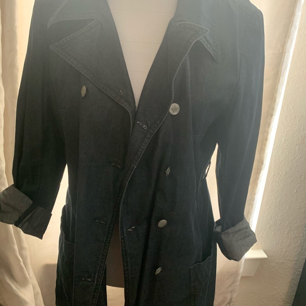 Denim trench coat